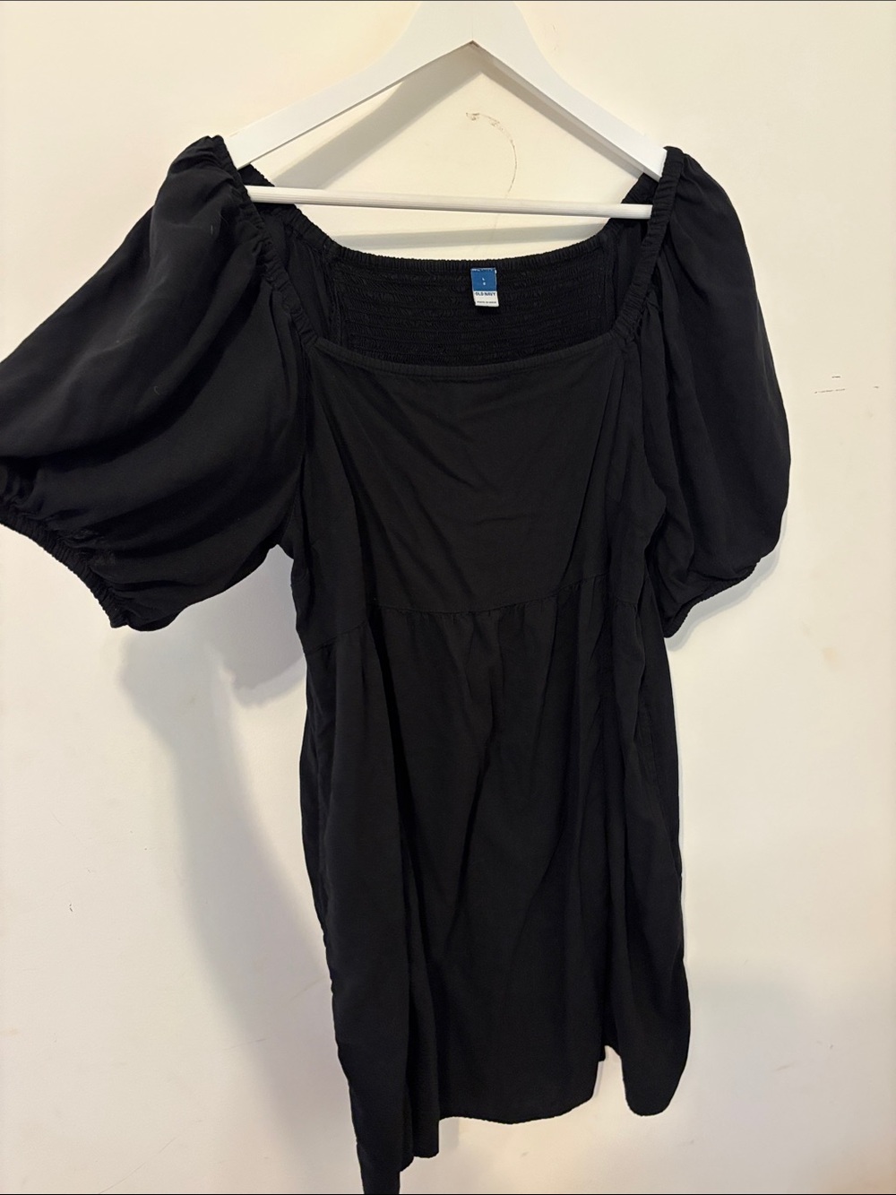 Old Navy Black Puff Sleeve Square-Neck Mini Dress